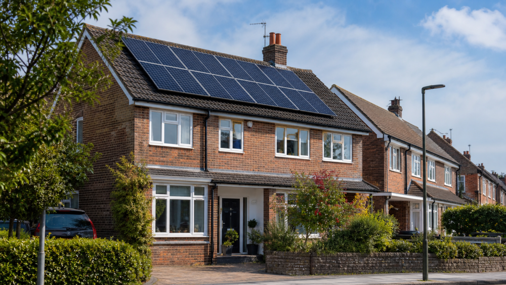 Homeowner and adviser discussing solar savings claims at a kitchen table